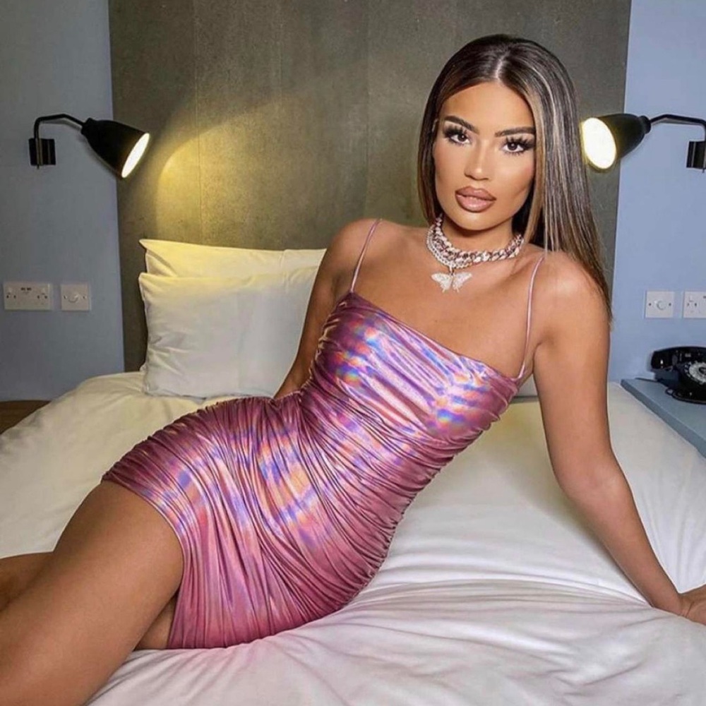 Mini Ruched Holographic Spellbound Dress